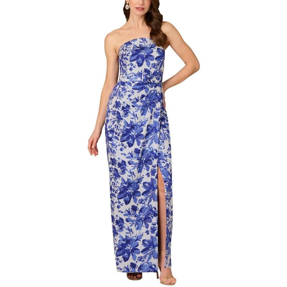 Aidan Mattox Womens Printed Maxi Dress, Brown